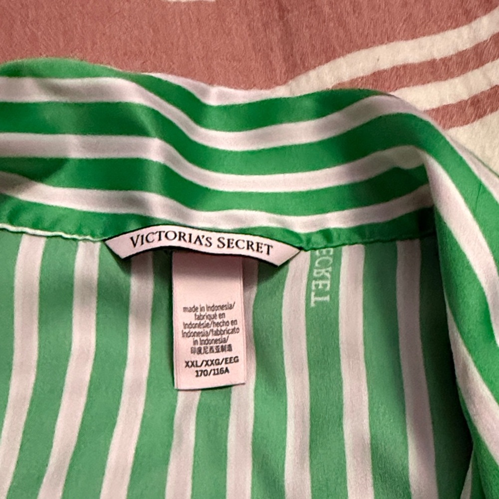 Victoria's Secret Emerald and White Striped Blouse